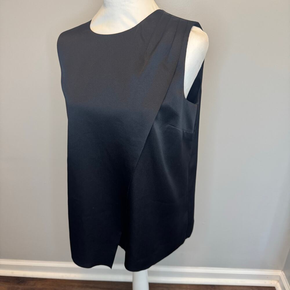Liz Claiborne Career blouse draped asymmetric black sleeveless top SMALL